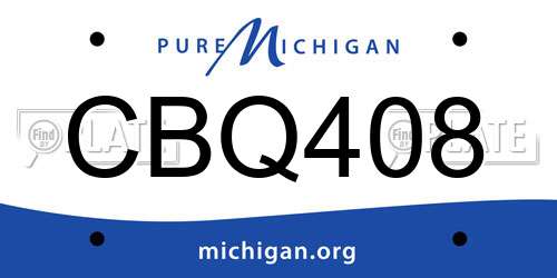 CBQ408 Michigan License Plate