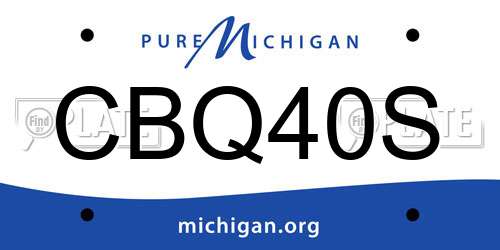 CBQ40S Michigan License Plate