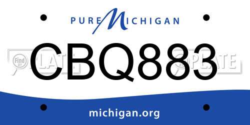 CBQ883 Michigan License Plate