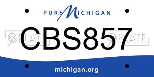 CBS857 Michigan License Plate