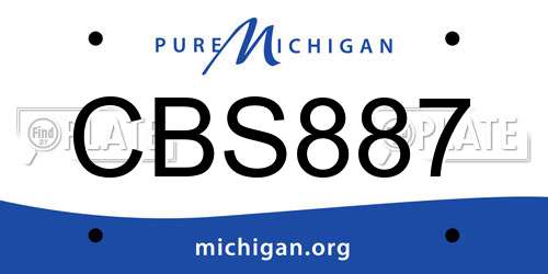 CBS887 Michigan License Plate