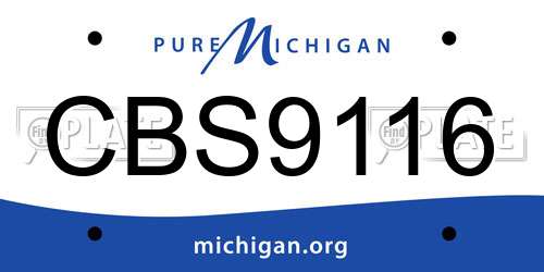 CBS9116 Michigan License Plate
