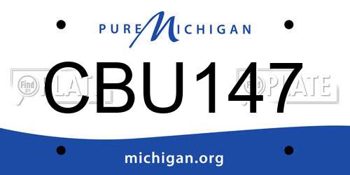 CBU147 Michigan License Plate
