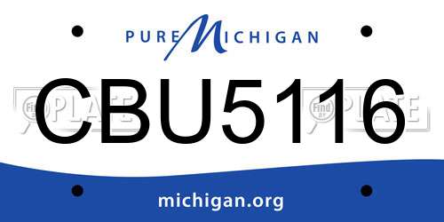 CBU5116 Michigan License Plate