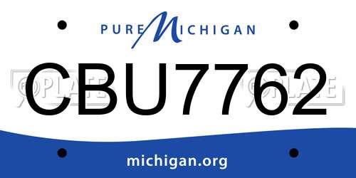 CBU7762 Michigan License Plate