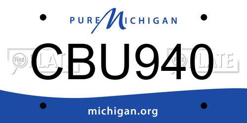 CBU940 Michigan License Plate