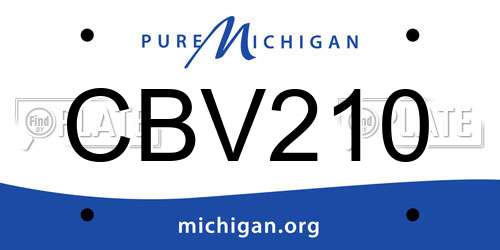 CBV210 Michigan License Plate