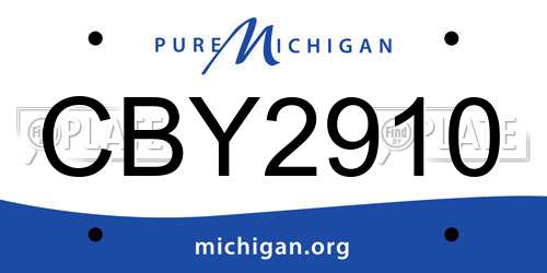 CBY2910 Michigan License Plate