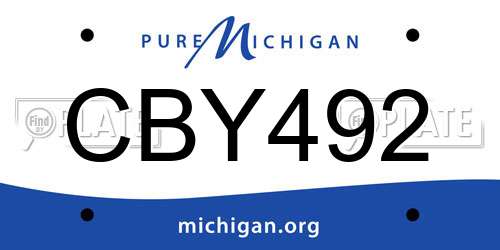 CBY492 Michigan License Plate