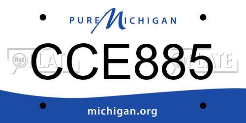 CCE885 Michigan License Plate