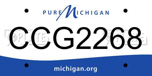 CCG2268 Michigan License Plate