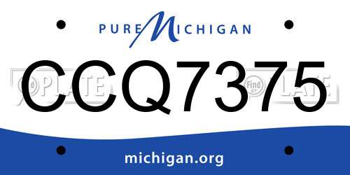 CCQ7375 Michigan License Plate