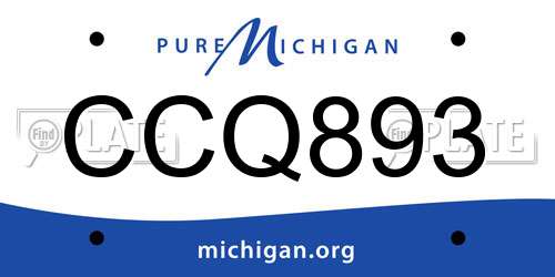 CCQ893 Michigan License Plate