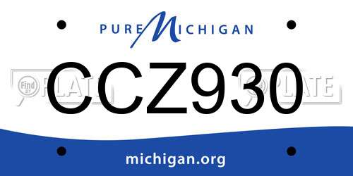 CCZ930 Michigan License Plate