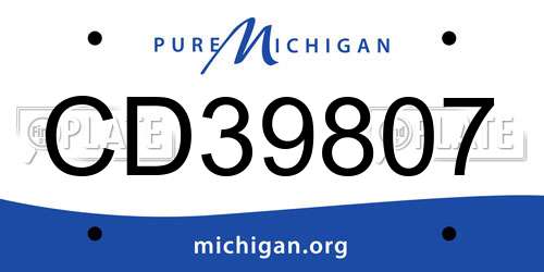 CD39807 Michigan License Plate