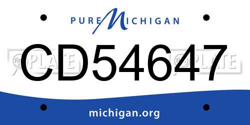 CD54647 Michigan License Plate