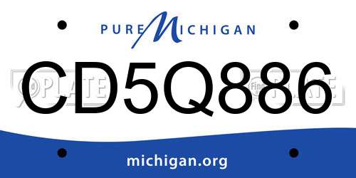 CD5Q886 Michigan License Plate