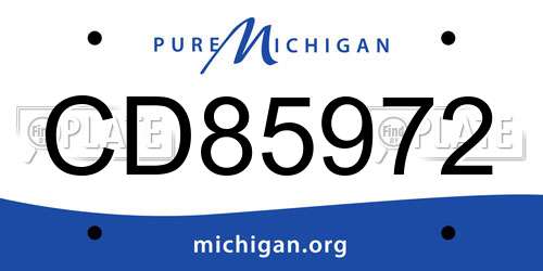 CD85972 Michigan License Plate