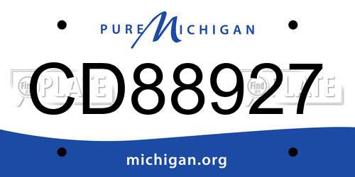 CD88927 Michigan License Plate