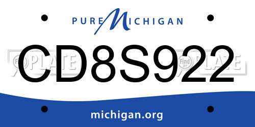 CD8S922 Michigan License Plate