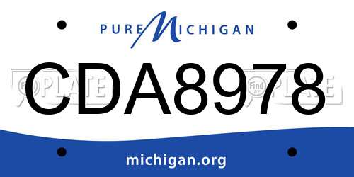 CDA8978 Michigan License Plate