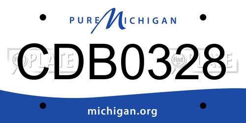 CDB0328 Michigan License Plate