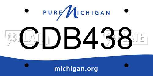 CDB438 Michigan License Plate