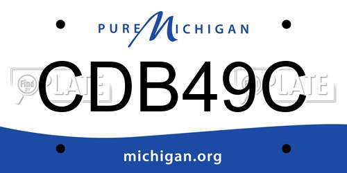 CDB49C Michigan License Plate