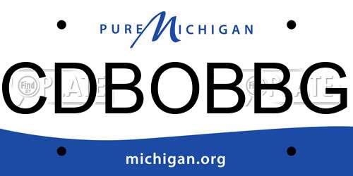 CDBOBBG Michigan License Plate