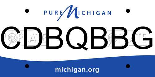 CDBQBBG Michigan License Plate
