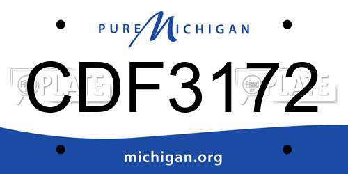 CDF3172 Michigan License Plate