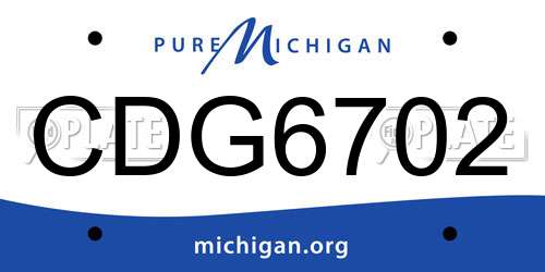 CDG6702 Michigan License Plate