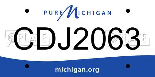CDJ2063 Michigan License Plate