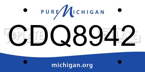 CDQ8942 Michigan License Plate