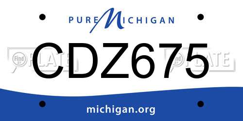 CDZ675 Michigan License Plate