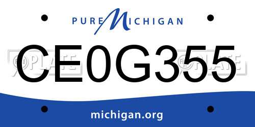 CE0G355 Michigan License Plate