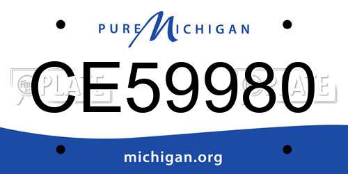 CE59980 Michigan License Plate