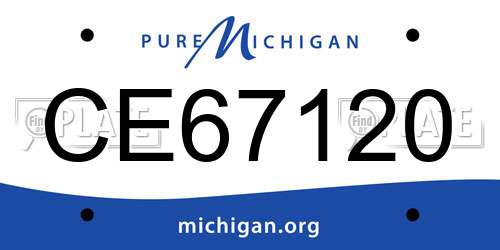 CE67120 Michigan License Plate