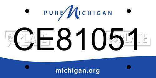 CE81051 license plate in MI state