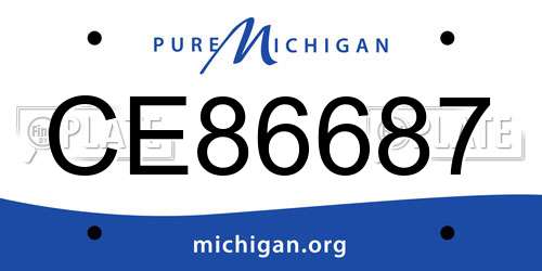 CE86687 Michigan License Plate