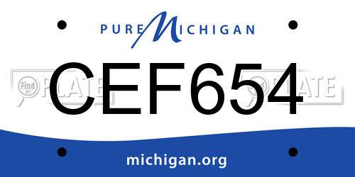 CEF654 Michigan License Plate