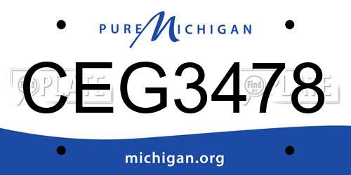 CEG3478 Michigan License Plate