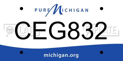 CEG832 Michigan License Plate
