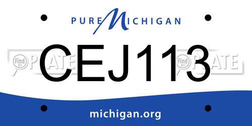 CEJ113 Michigan License Plate