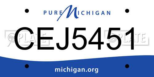 CEJ5451 Michigan License Plate
