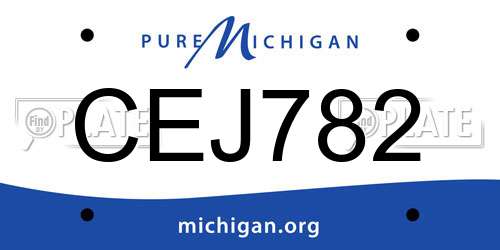 CEJ782 Michigan License Plate