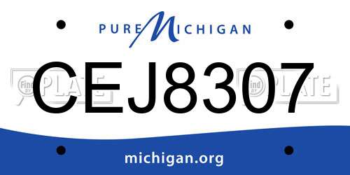 CEJ8307 Michigan License Plate