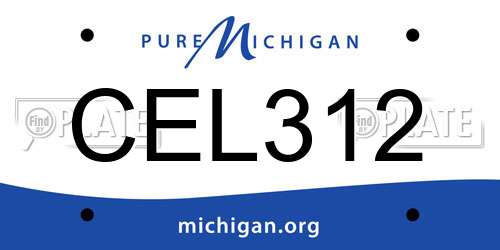 CEL312 Michigan License Plate