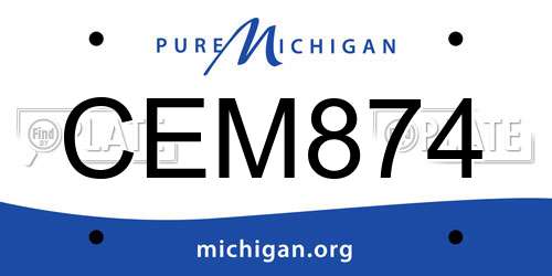 CEM874 Michigan License Plate