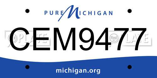 CEM9477 Michigan License Plate